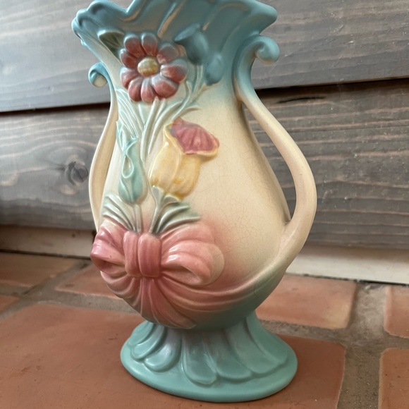 RARE Vintage Original Hull Art Bow Knot Double Handle Vase B-7-8.5” - Picture 5 of 16